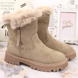 Botas de mujer Vinceza de ante con pelo beige 5