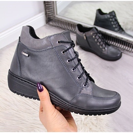 Botines de piel, cálido tacón cuña gris Helios 524 2 Botines de piel, cálido tacón cuña gris Helios 524 2