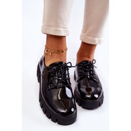 Vinceza Zapatos lacados de moda atados Black Gwendy negro 2