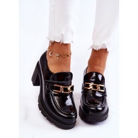 PL5 Zapatos negros lacados sobre pilar con adorno dorado Mikeyla 3
