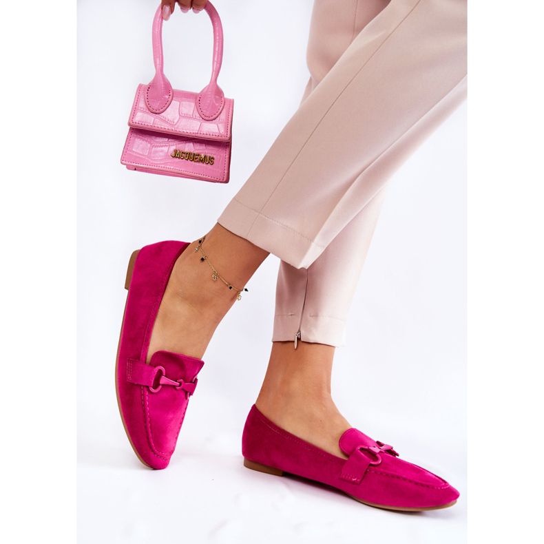 Mocasines De Ante Con Adorno Santi Fucsia rosado 2