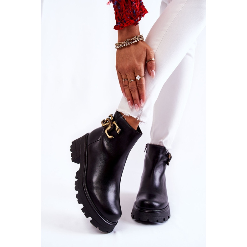 Botas Abrigadas Trabajadoras Con Decoración Laura Messi 2500 Negro 1