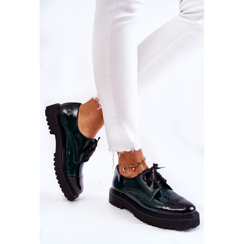 Zapatos Lacados con Cordones Laura Messi 2441 Verde 2