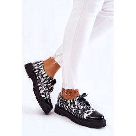 Zapatos de cordones lacados Laura Messi 2441 Blanco y Negro 7