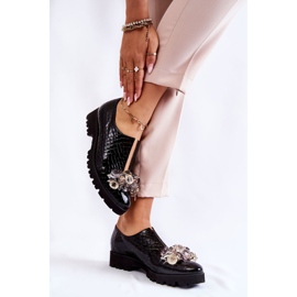 Zapatos Elegantes Lacados Con Adorno Cocodrilo Negro Cindy 2