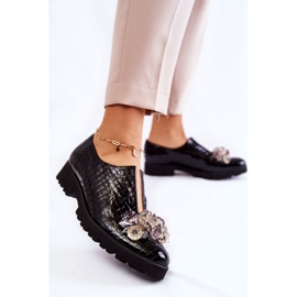 Zapatos Elegantes Lacados Con Adorno Cocodrilo Negro Cindy 3