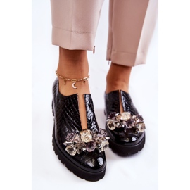 Zapatos Elegantes Lacados Con Adorno Cocodrilo Negro Cindy 5