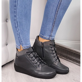 Botas de piel con cuña aislante Helios W H524A gris 4