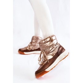 Botas de nieve mujer Memory Foam Big Star KK274276 Oro-Marrón 2