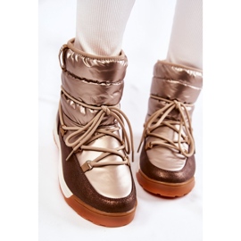 Botas de nieve mujer Memory Foam Big Star KK274276 Oro-Marrón 6