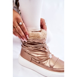 Botas de nieve con aislamiento para mujer Big Star KK274194 Beige-Oro 8