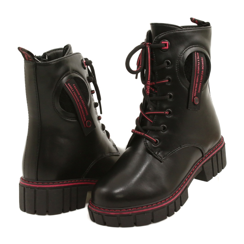 Evento Botas para mujeres para la señorita Evalo 22DO23-5244 Zip negro y rojo 3 Evento Botas para mujeres para la señorita Evalo 22DO23-5244 Zip negro y rojo 3