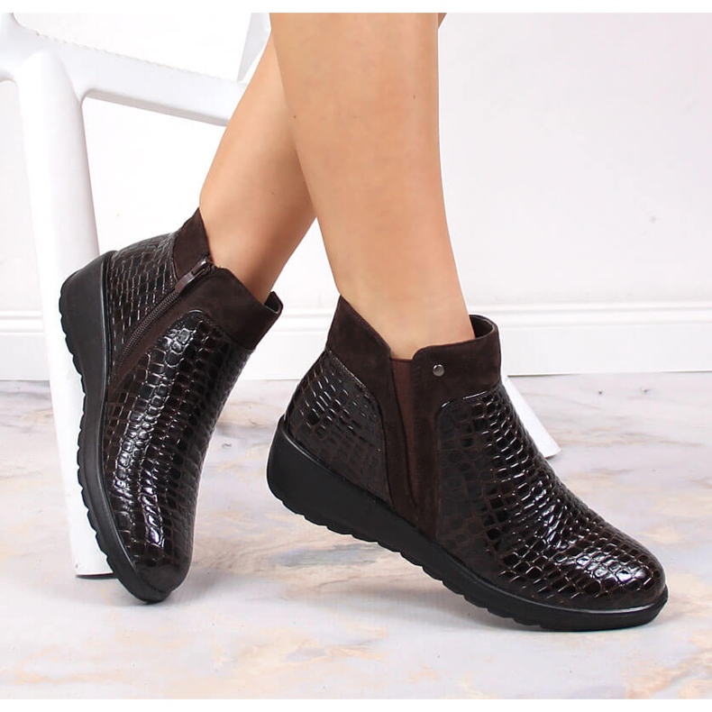 Botas de mujer marrones con tacón de cuña, marrón T.Sokolski 1