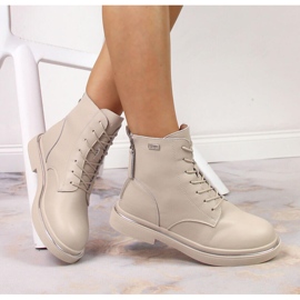 Botas de piel con cordones y cremallera, con aislamiento beige Goe II2N4015 1