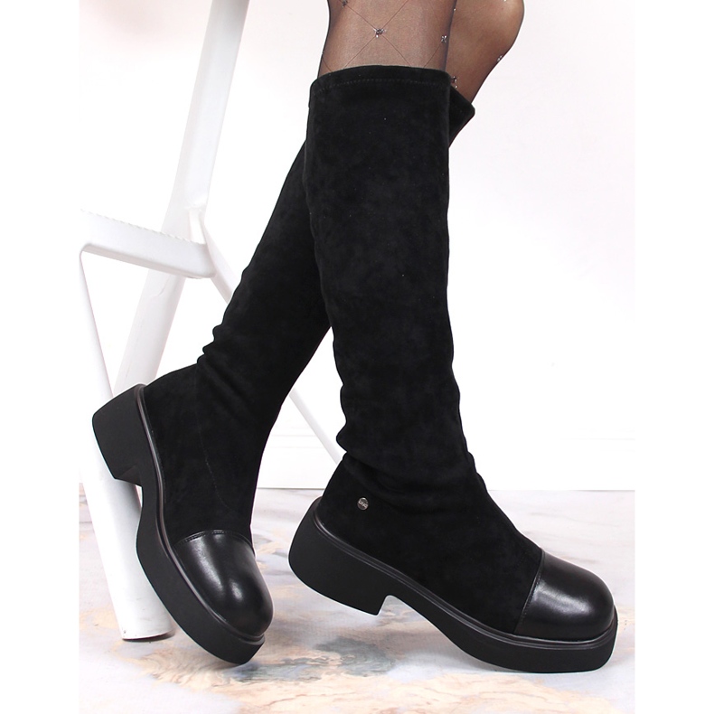 Negro Botas sin cordones de mujer Goe de cuero KK2N4058 1