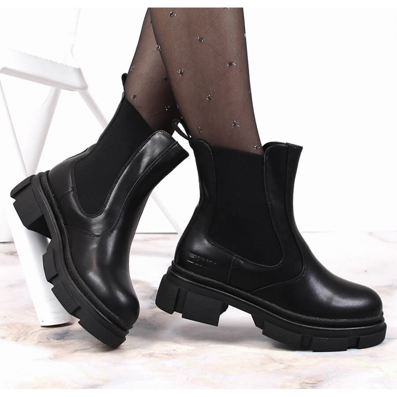 Botas Jodhpur de cuero negro, aislamiento negro Big Star KK274485 1