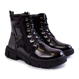 PE1 Botas Infantiles Lacadas Con Cremallera Negro Yukko 5