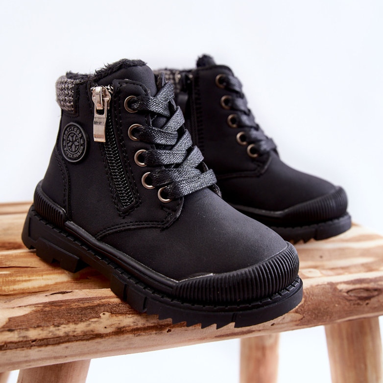 PE1 Botas con aislamiento de pelo para niños Black Hopper Trappers rosa 1
