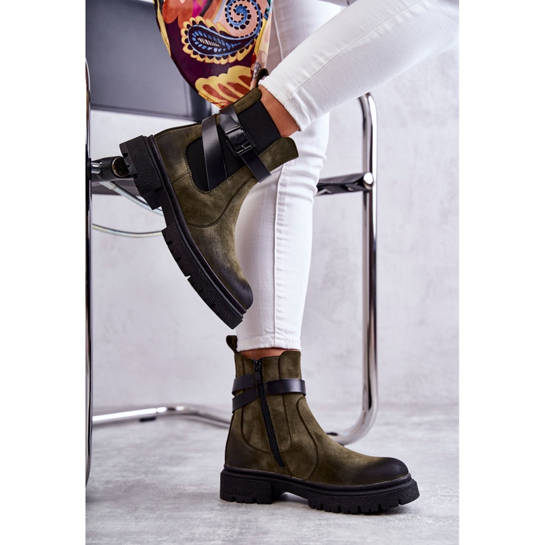 FE1 Botas Abrigadas Mujer Botas Jodhpur Con Cinturón Verde Jose M619 4 FE1 Botas Abrigadas Mujer Botas Jodhpur Con Cinturón Verde Jose M619 4