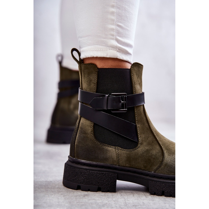 FE1 Botas Abrigadas Mujer Botas Jodhpur Con Cinturón Verde Jose M619 1 FE1 Botas Abrigadas Mujer Botas Jodhpur Con Cinturón Verde Jose M619 1