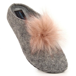 Pantuflas cómodas de fieltro con pompón Panto Fino INT1767B gris 1