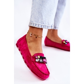 PS1 Mocasines de mujer en ante con adornos Janetta Fucsia rosado 3