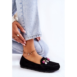 PS1 Mocasines De Mujer En Ante Con Adornos Janetta Negros 4