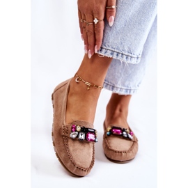 PS1 Mocasines de mujer en ante con adornos Janetta Beige 1 PS1 Mocasines de mujer en ante con adornos Janetta Beige 1