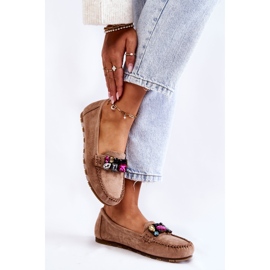 PS1 Mocasines de mujer en ante con adornos Janetta Beige 2 PS1 Mocasines de mujer en ante con adornos Janetta Beige 2