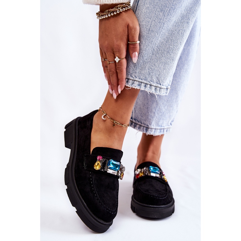 PS1 Mocasines De Mujer En Ante Con Adorno Negro Karlott 1