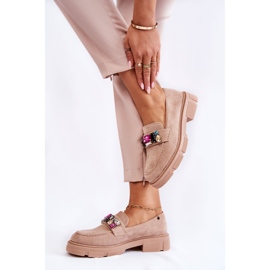 PS1 Mocasines De Mujer Zapatos De Ante Con Adorno Karlot Beige 2