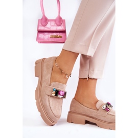 PS1 Mocasines De Mujer Zapatos De Ante Con Adorno Karlot Beige 3
