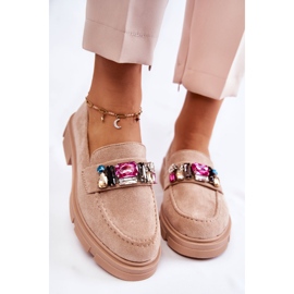PS1 Mocasines De Mujer Zapatos De Ante Con Adorno Karlot Beige 5