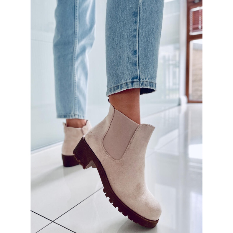 BM Botines Chelsea tacón bajo Laine Beige Ante 1 BM Botines Chelsea tacón bajo Laine Beige Ante 1