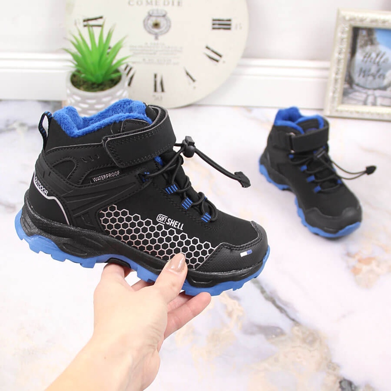 Botas de nieve para niños impermeables con cierre adhesivo American Club AM904A negro 1