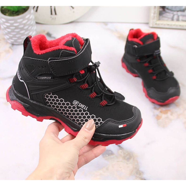 Botas de nieve impermeables para niños con velcro American Club AM904B negro 2