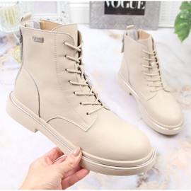 Botas de piel con cordones y cremallera, con aislamiento beige Goe II2N4015 3