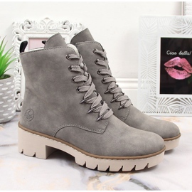 Cómodas botas de plataforma gris cálido Rieker X5701-40 para mujer 12
