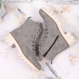 Cómodas botas de plataforma gris cálido Rieker X5701-40 para mujer 13