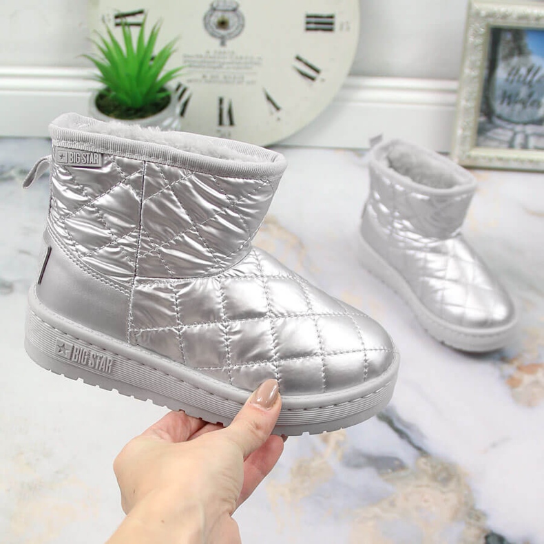 Botas de nieve sin cordones plateadas, acolchadas, acolchadas y con aislamiento plateado para niña Big Star KK374241 plata 1 Botas de nieve sin cordones plateadas, acolchadas, acolchadas y con aislamiento plateado para niña Big Star KK374241 plata 1