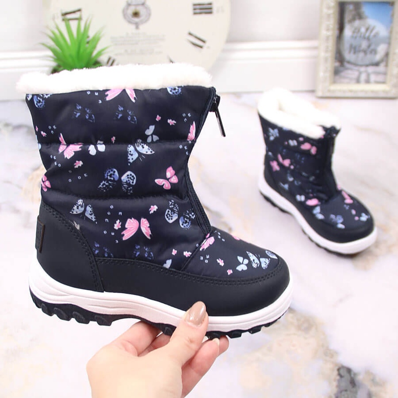 Botas de nieve para niña con mariposas aisladas Big Star KK374236 azul 1 Botas de nieve para niña con mariposas aisladas Big Star KK374236 azul 1