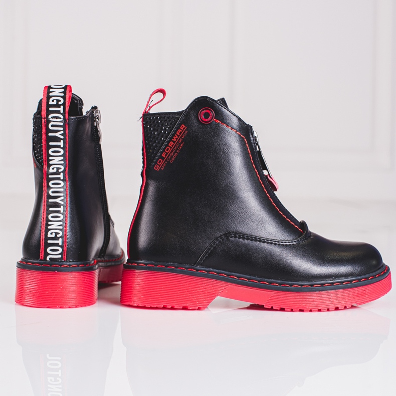 Botas negras de niña con suela Shelovet rosa negro 1