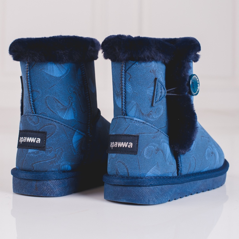 Botas de nieve azules para niña con estampado Shelovet 1 Botas de nieve azules para niña con estampado Shelovet 1