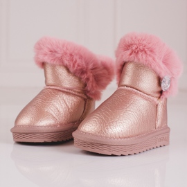Botas de nieve cálidas para niñas con pelo Shelovet rosa 1