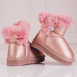 Botas de nieve cálidas para niñas con pelo Shelovet rosa rosado 2