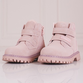 Botas de niña rosa con velcro Shelovet rosado 2
