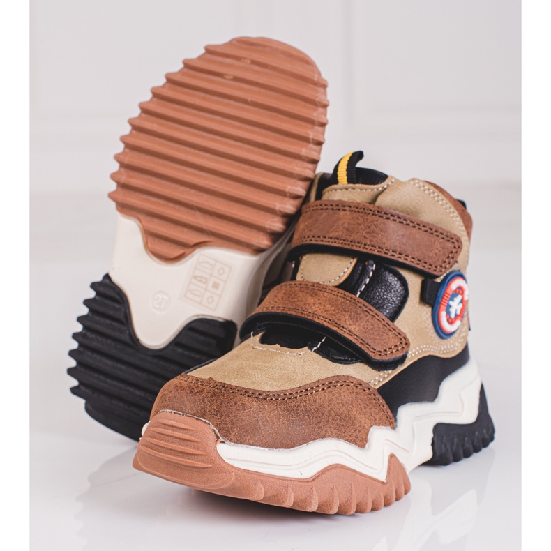 Botas altas para niño con velcro Shelovet marrón 1