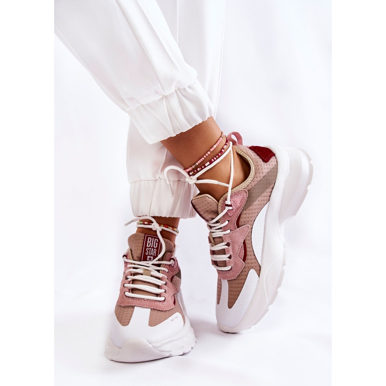 Deportivas Mujer Big Star KK274055 Beige blanco 2