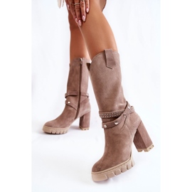 Botas altas de mujer con tacón alto Lewski Shoes 3246 Cappucino beige 1 Botas altas de mujer con tacón alto Lewski Shoes 3246 Cappucino beige 1