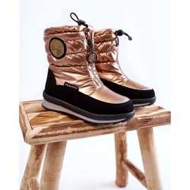 Botas altas para la nieve aisladas con lana dorada negro 1